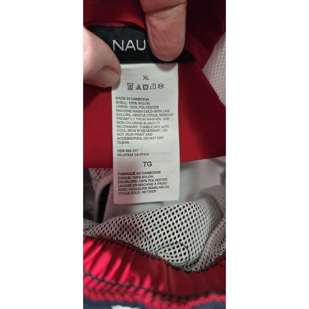 Nautica Quick Dry Red, White,‎ Blue Brief Lined Swim Trunks Shorts Lined XLarge